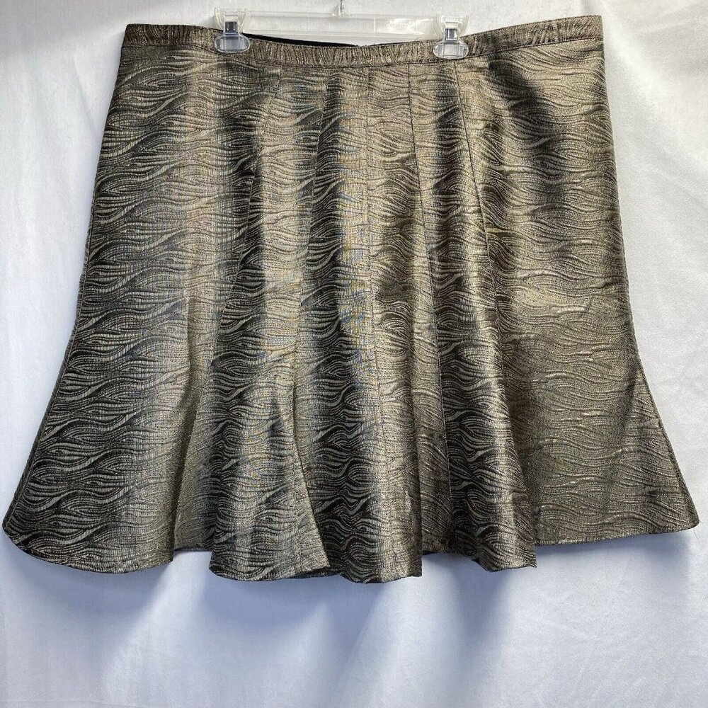 LANE BRYANT A-Line Midi Flare Lined Skirt Women Size 24 Metallic Bronze Used